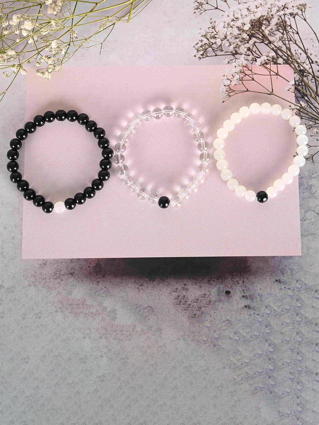 NVR Unisex Set Of 3 Beaded Elasticated Bracelets - view 1