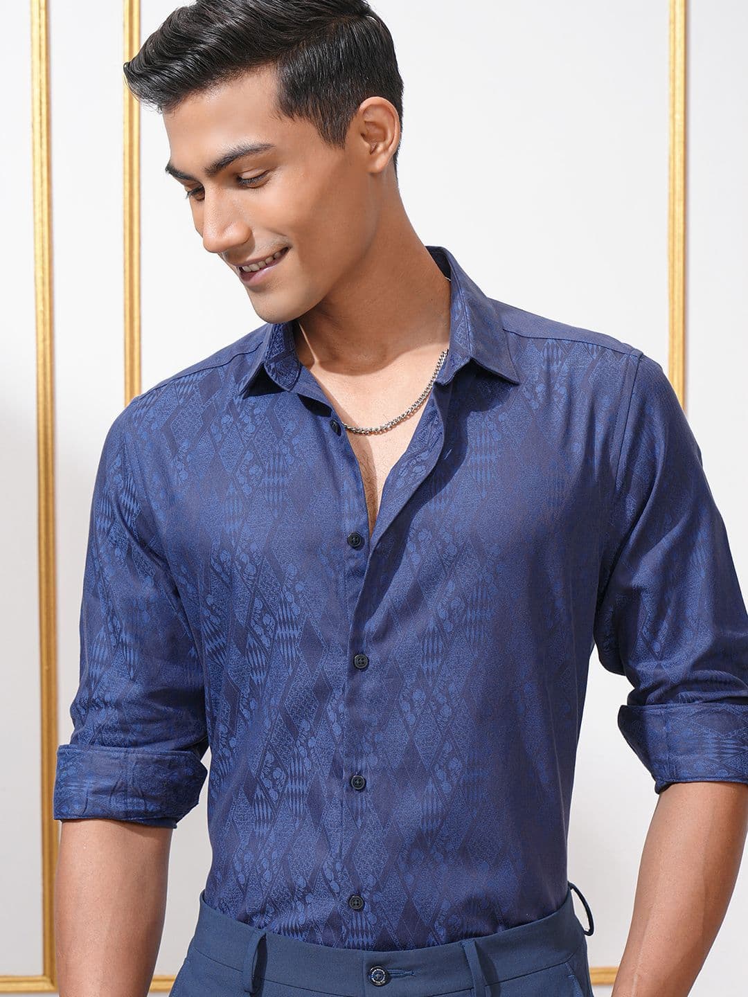 LOCOMOTIVE Men Cutaway Collar Geometric Printed Casual Shirt - view 1