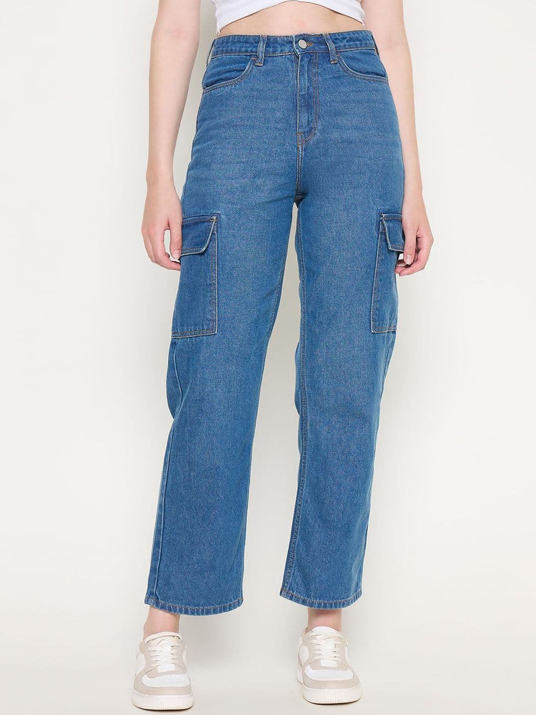 Madame Women Cotton Mid-Rise Cargo Jeans - view 1