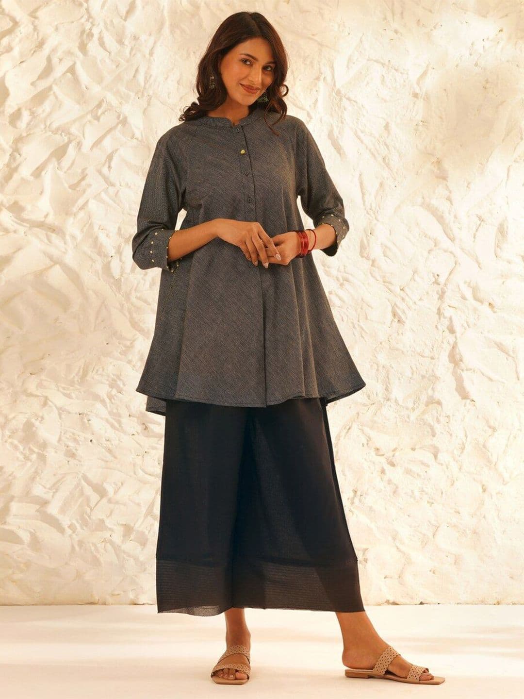JAYPORE Women Solid Flared Ethnic Palazzos - view 1