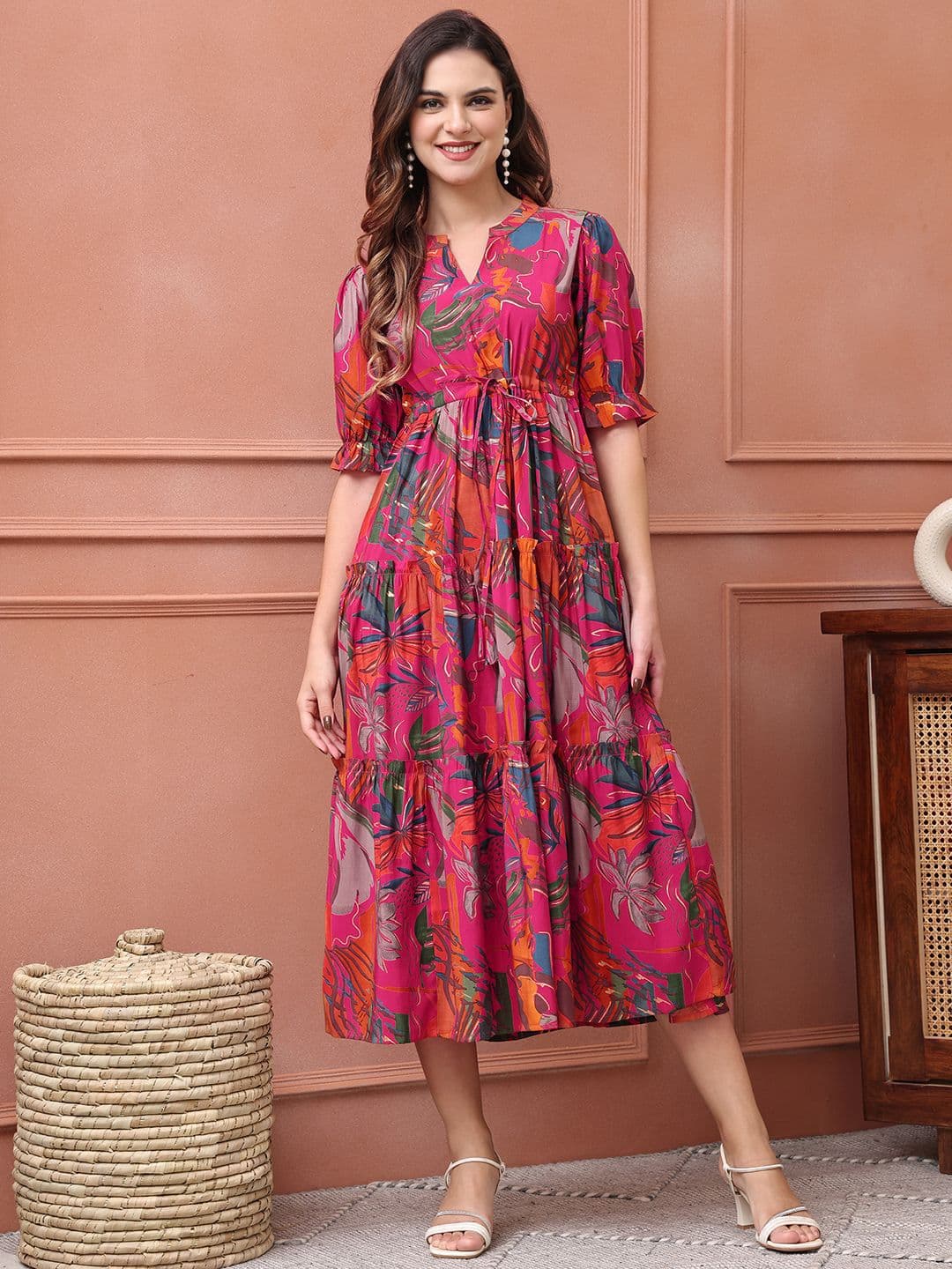 Claura Women Floral Printed Fit & Flare Midi Dress - view 1