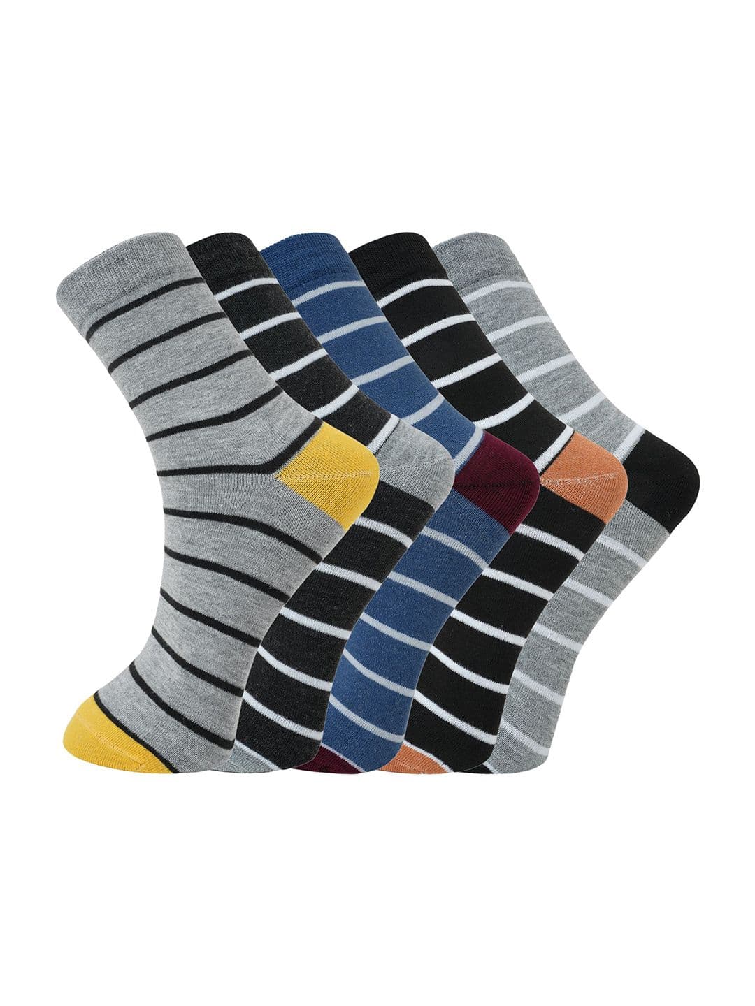 BAESD Men Pack Of 5 Striped Assorted Above Ankle-Length Socks - view 1
