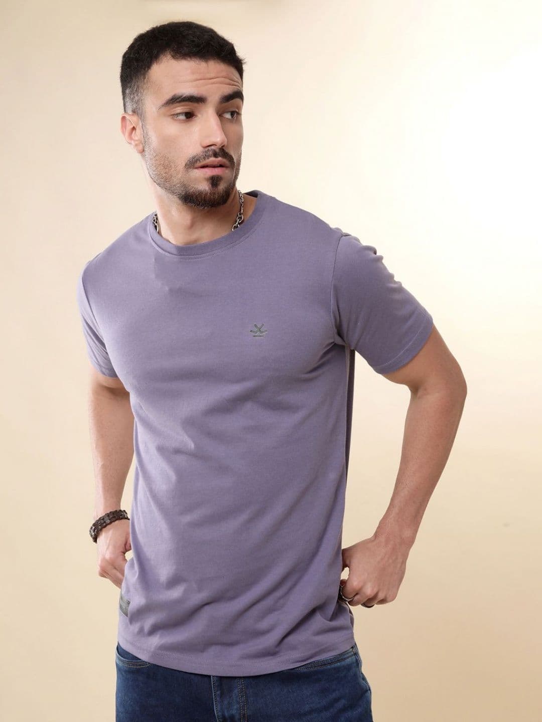 WROGN Men Solid Round Neck Cotton T-shirt - view 1