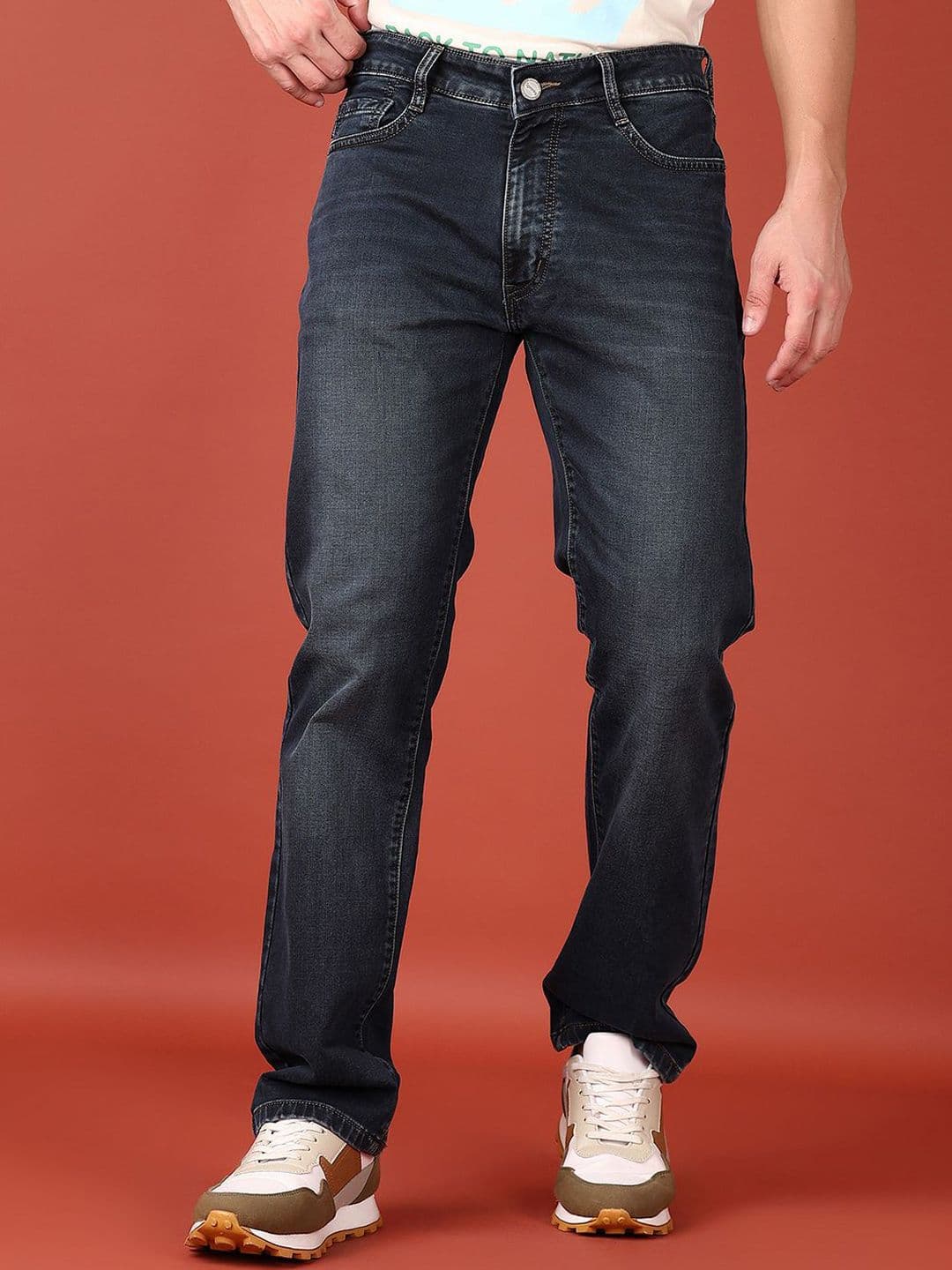 V-Mart Men Cotton Regular Fit Light Fade Stretchable Jeans - view 1