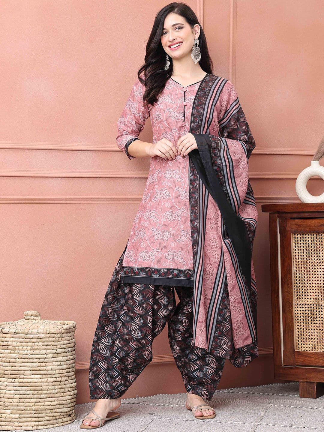 Roly Poly Floral Printed Kurta with Salwar & Dupatta - view 1
