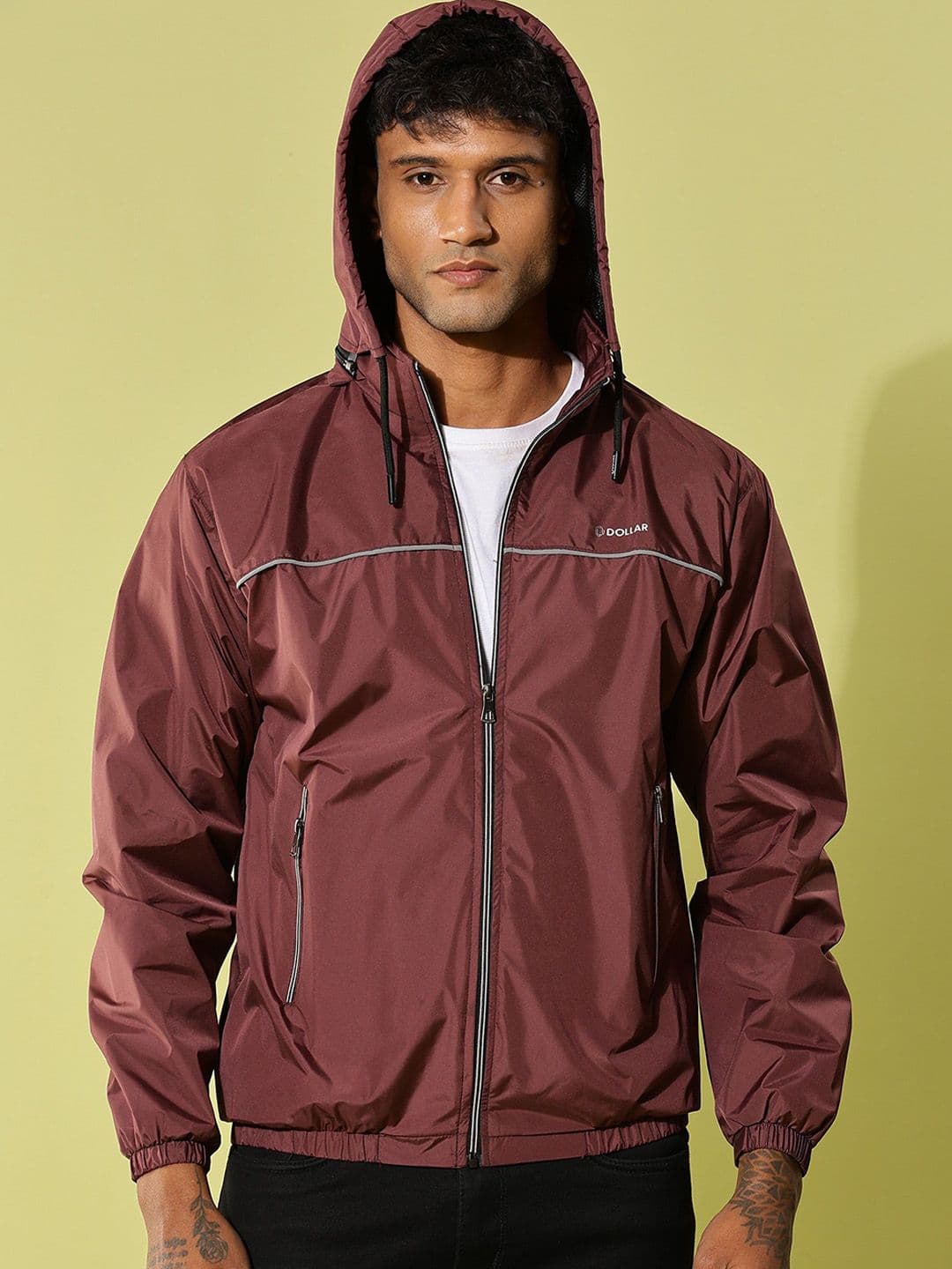 Dollar Men Hooded Solid Casual Bomber Jacket - view 1