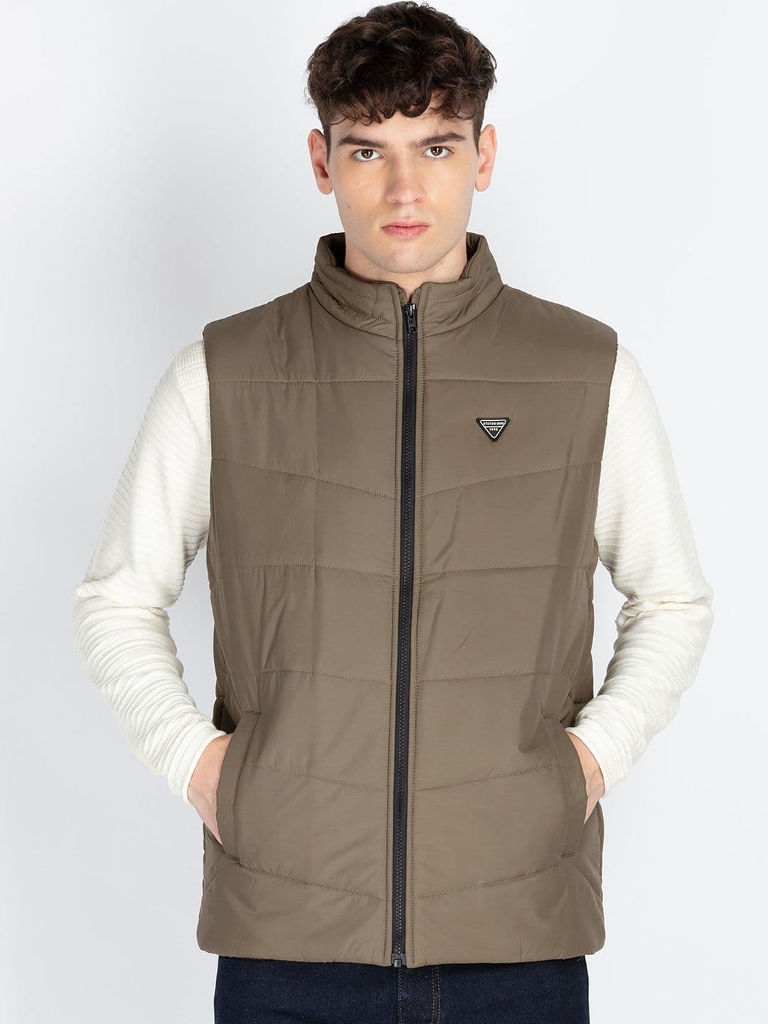 Status Quo Men Mock Collar Solid Casual Padded Jacket - view 1