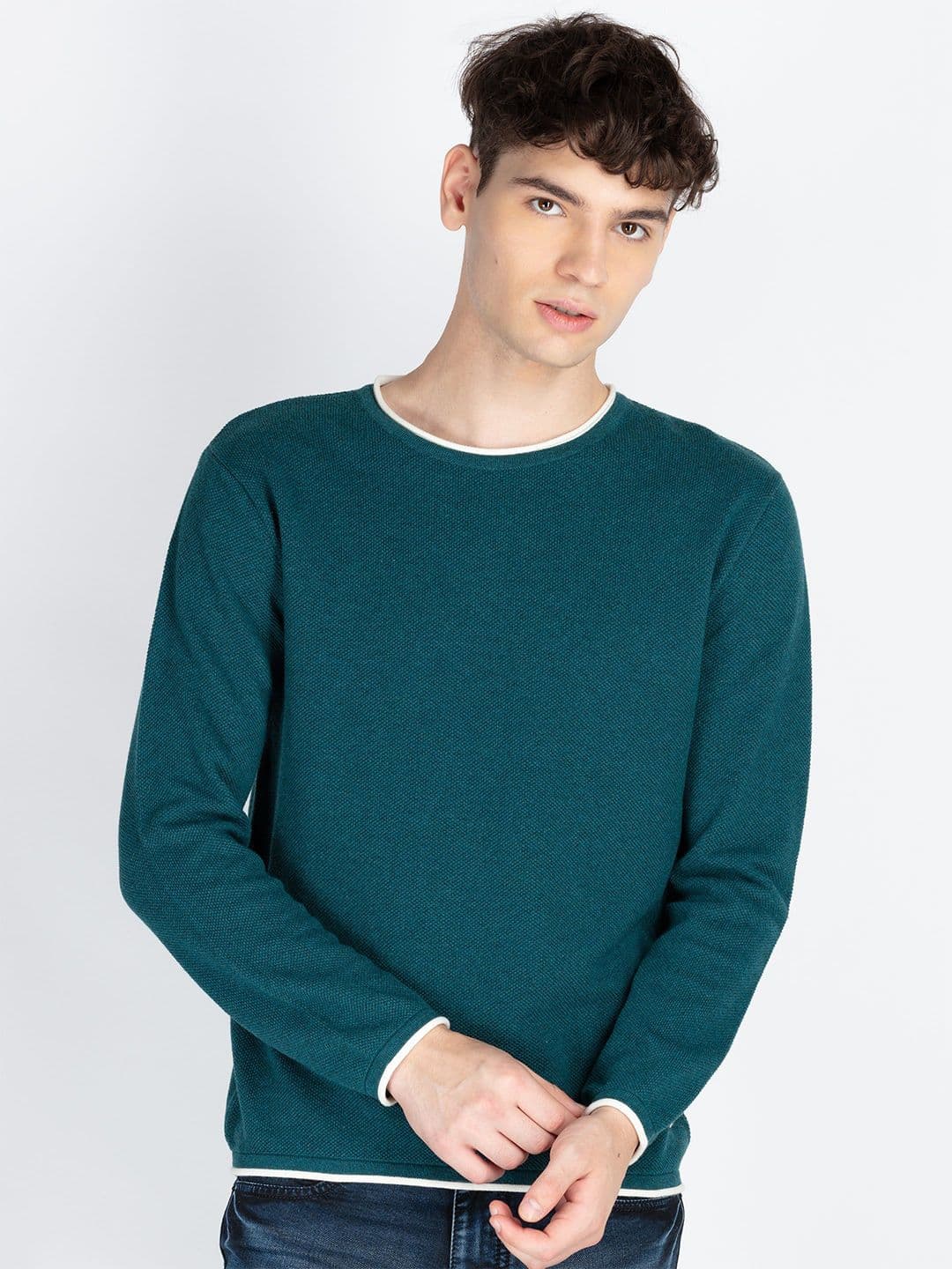 Status Quo Men Ribbed Cotton Winter Pullover