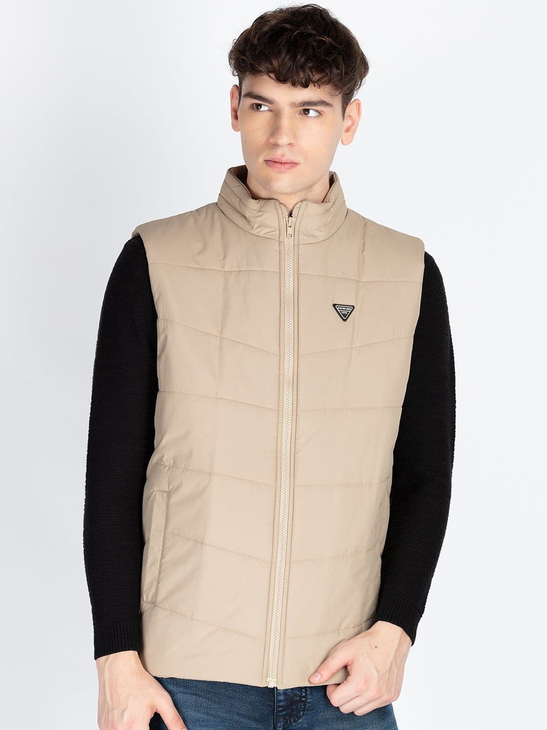 Status Quo Men Mock Collar Solid Casual Padded Jacket - view 1