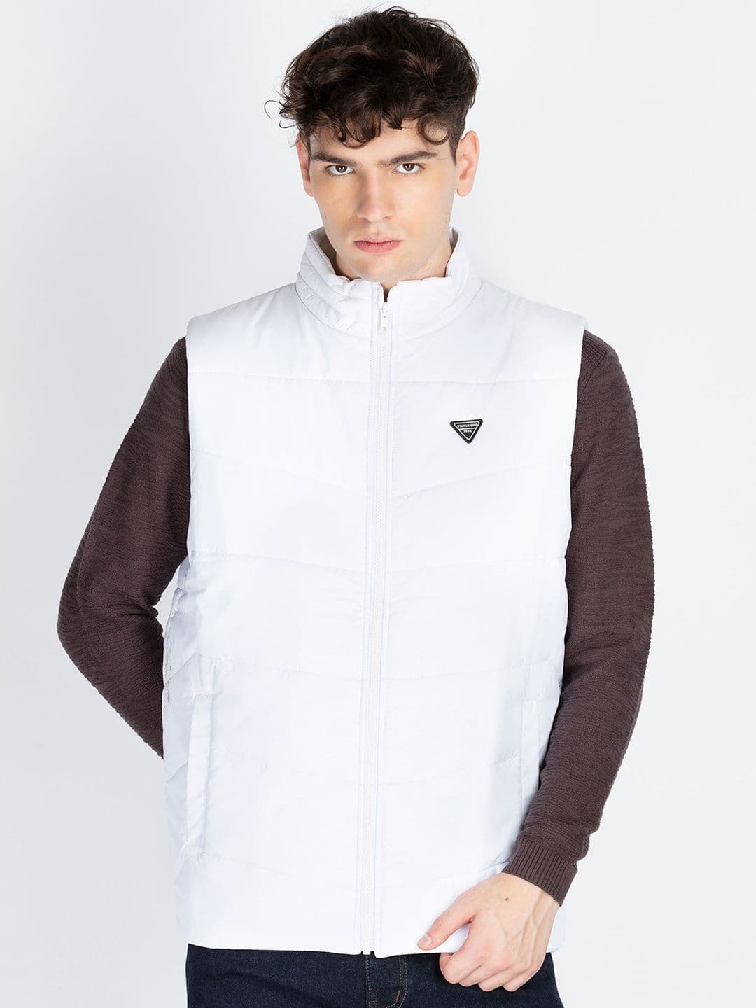 Status Quo Men Mock Collar Solid Casual Padded Jacket - view 1