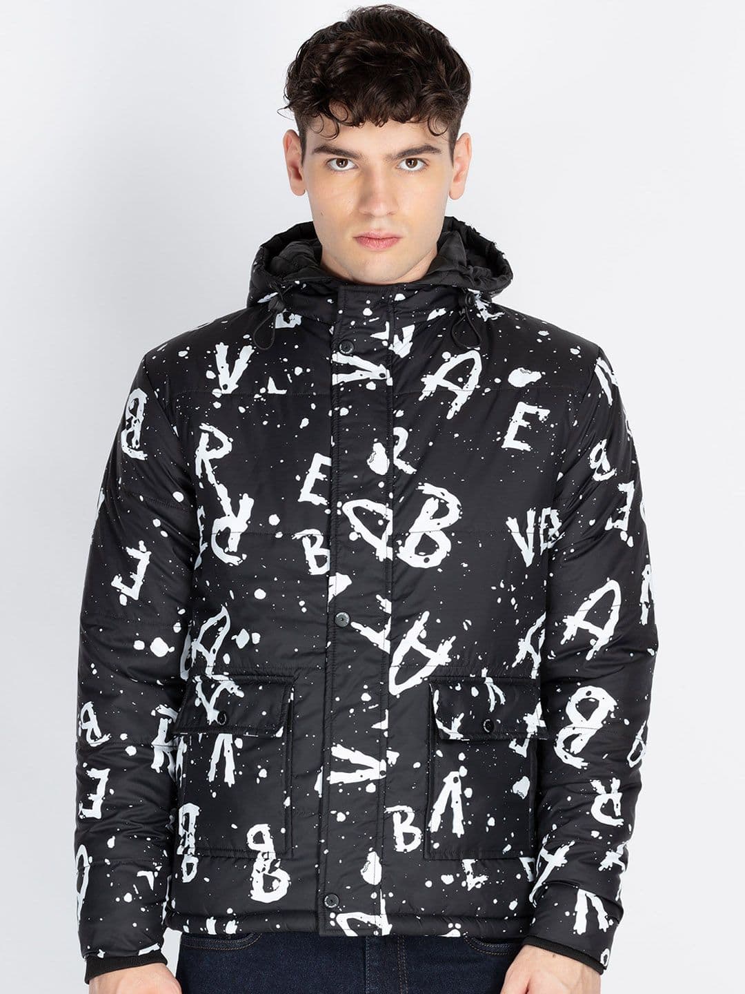 Status Quo Men Hooded Typography Printed Casual Padded Jacket - view 1