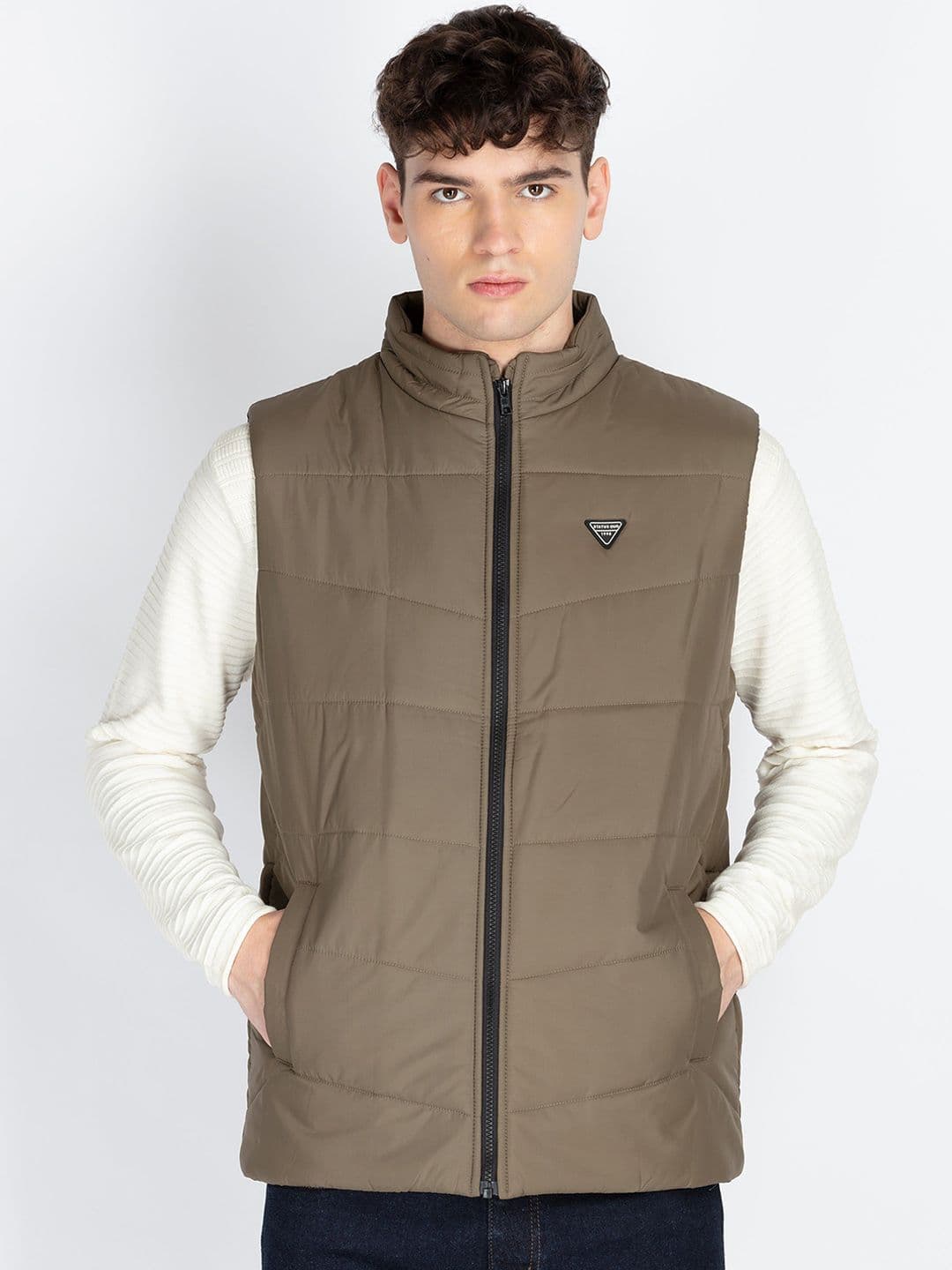 Status Quo Men Mock Collar Solid Casual Padded Jacket - view 1