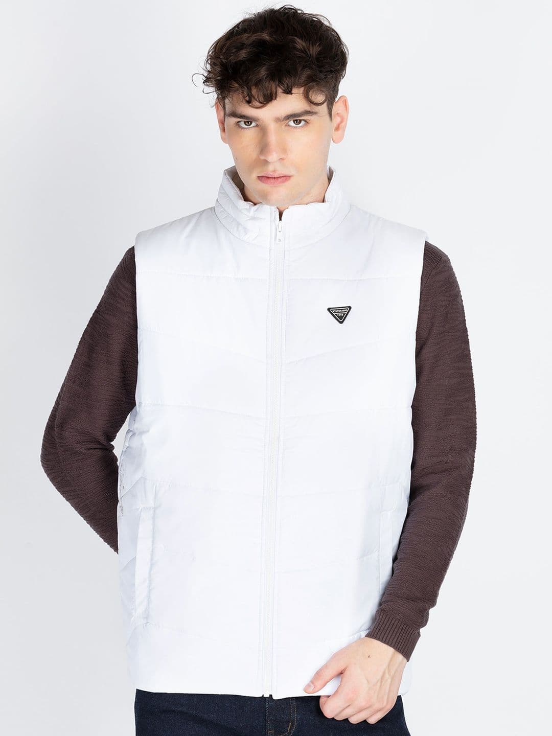 Status Quo Men Mock Collar Solid Casual Padded Jacket - view 1