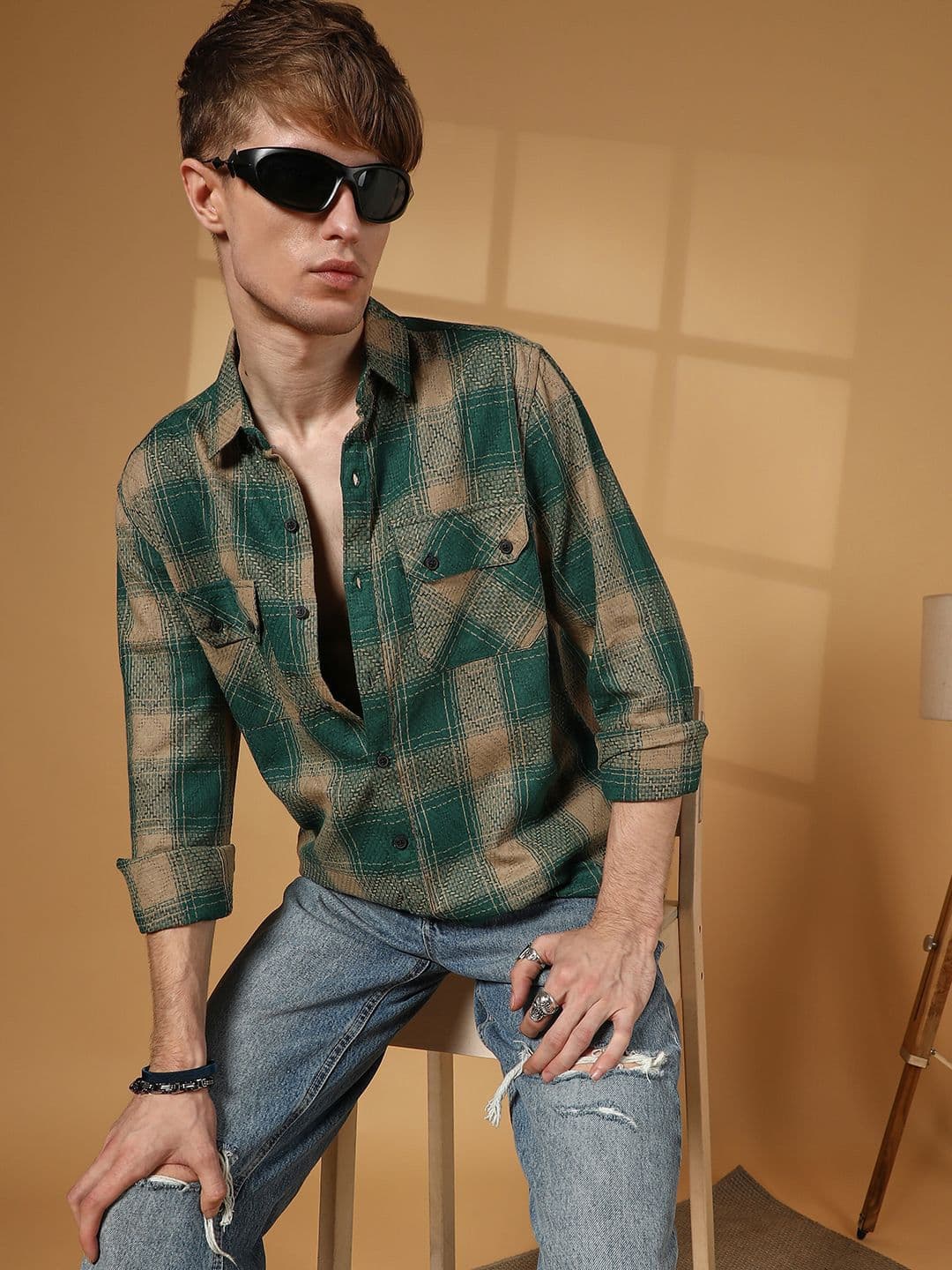 CAHOOT Men Comfort Spread Collar Checked Cotton Casual Shirt - view 1
