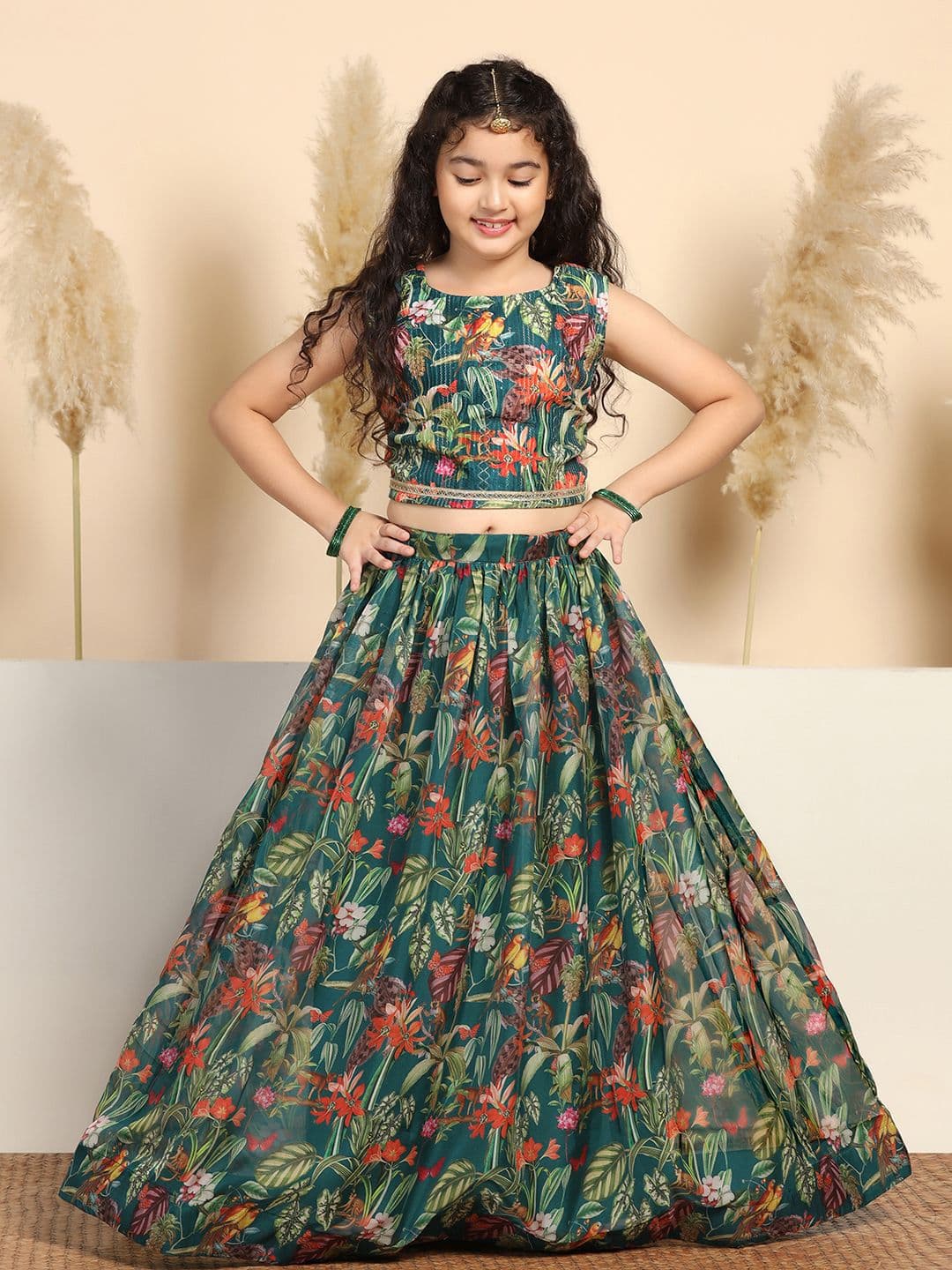 FASHION DREAM Girls Floral Printed Round Neck Lehenga & Choli - view 1