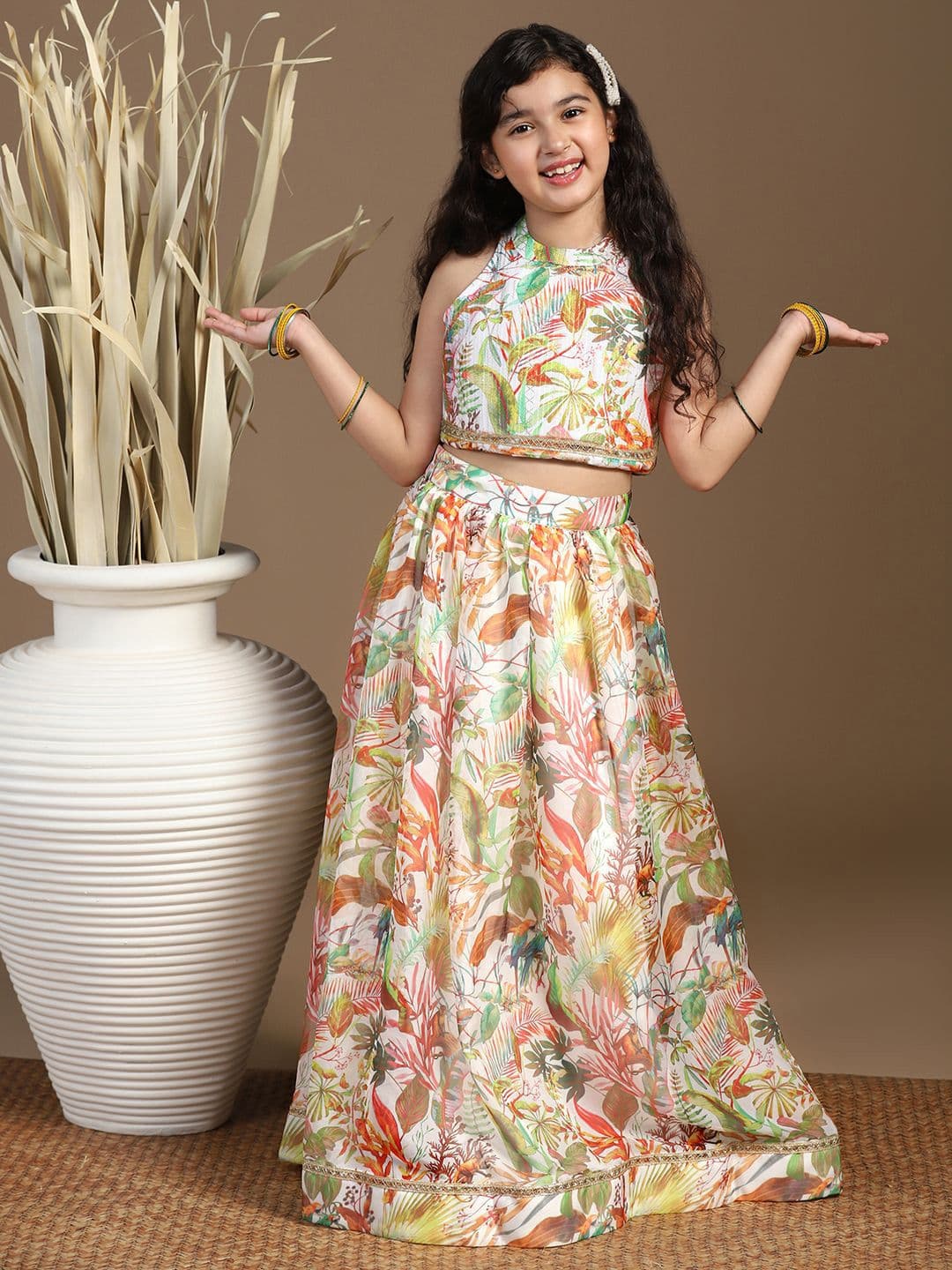 FASHION DREAM Girls Printed Halter Neck Lehenga With Choli - view 1