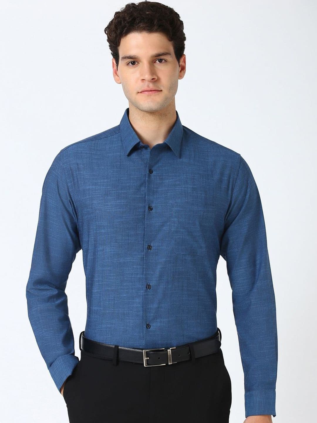 Peter England Men Spread Collar Solid Cotton Casual Shirt - view 1