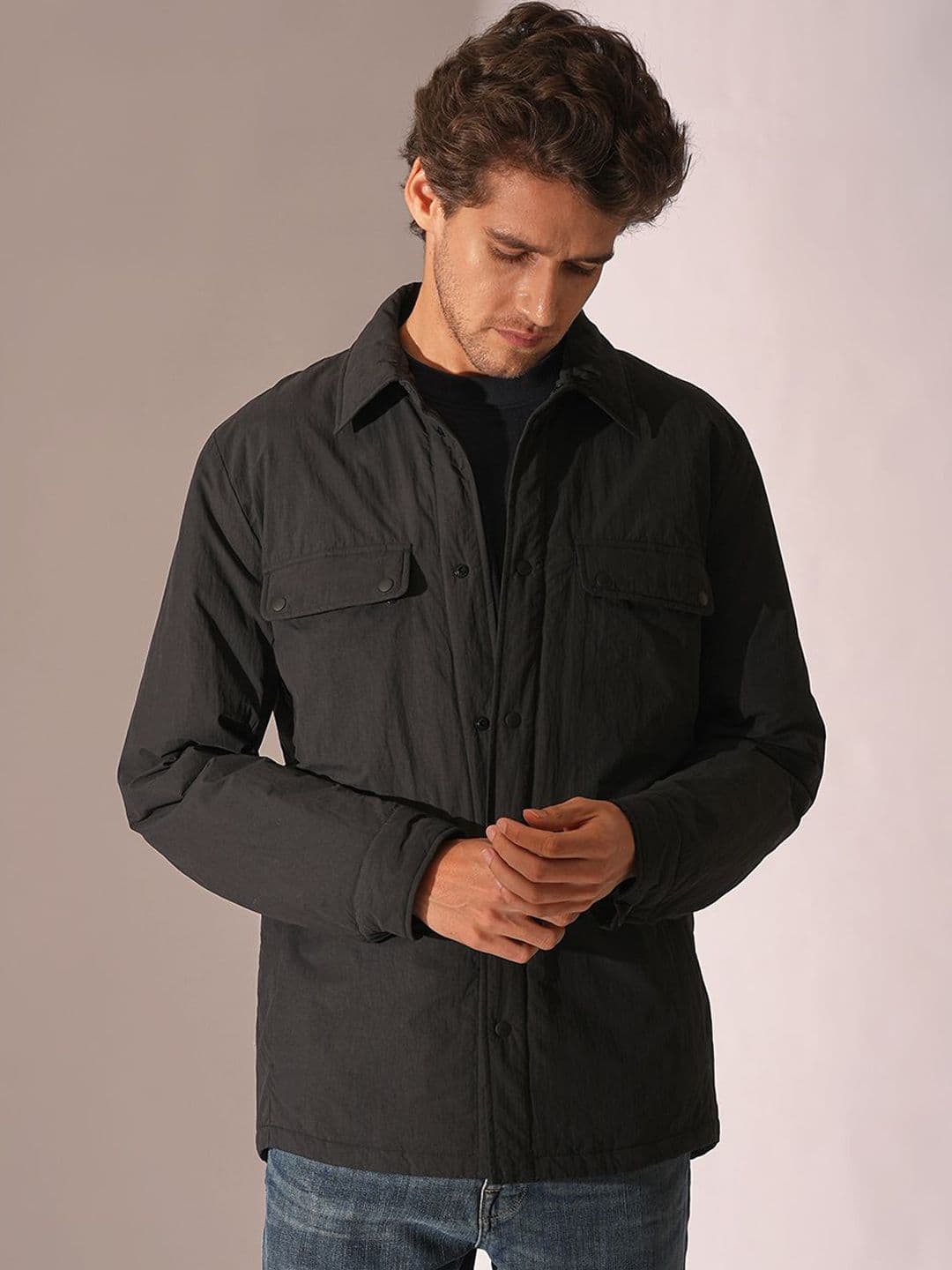 SELECTED Men Spread Collar Solid Casual Bomber Jacket - view 1