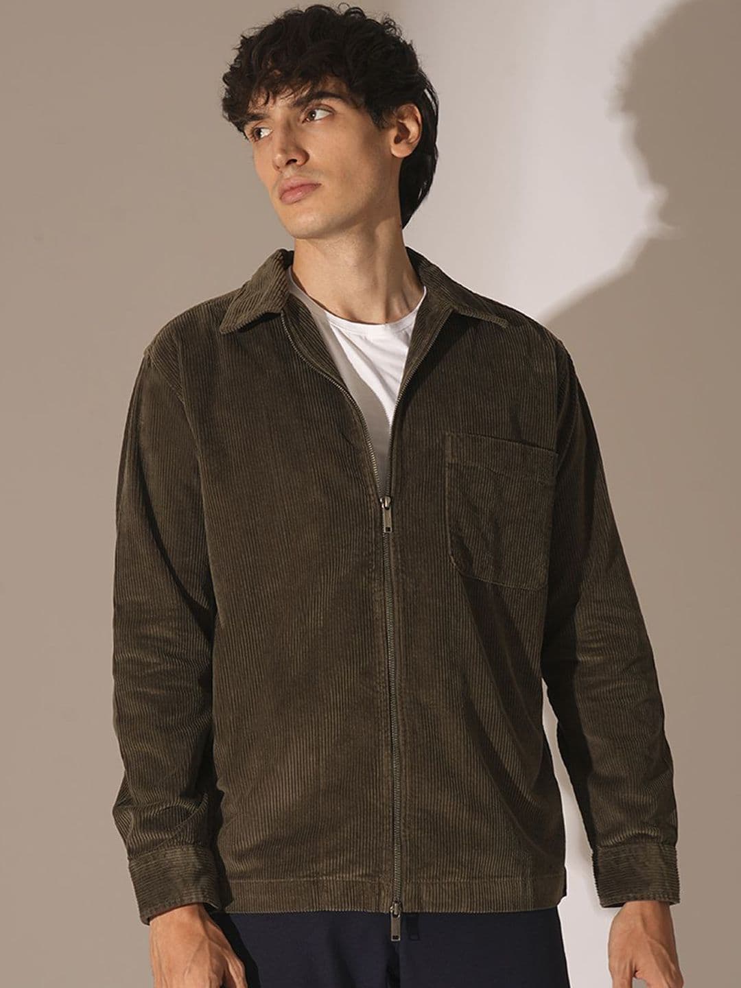 SELECTED Men Spread Collar Self Design Cotton Casual Tailored Jacket - view 1