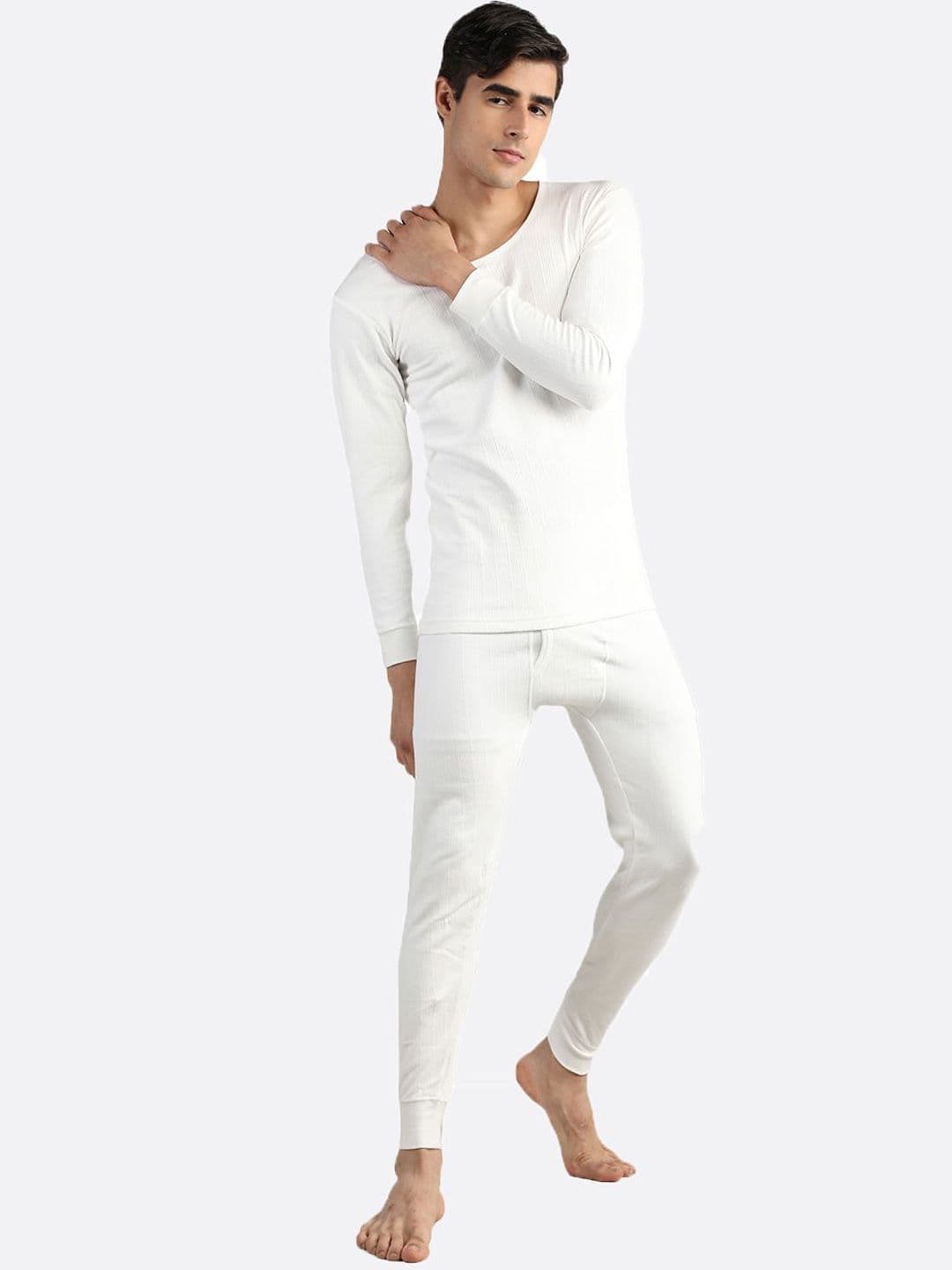 NEVA Plus Size Men Cotton Full Sleeves Mid- Rise Round Neck Thermal Set - view 1