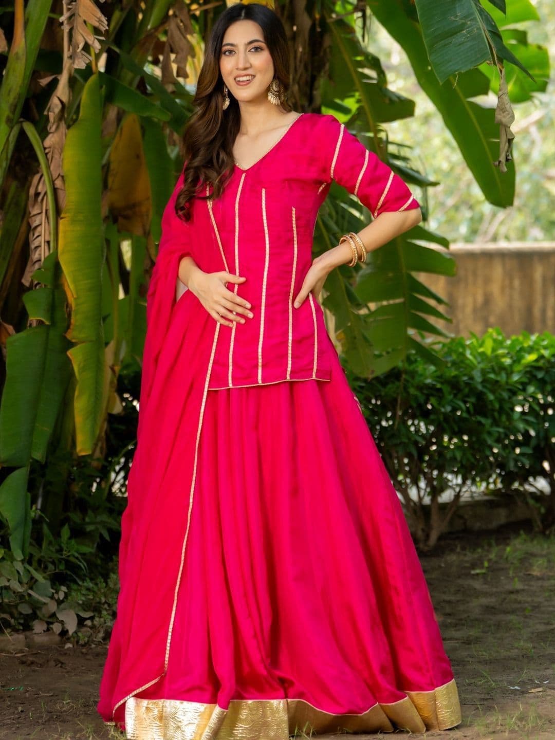 HOUSE OF JAMOTI Rashmika Embroidered Silk Lehenga Choli With Dupatta - view 1