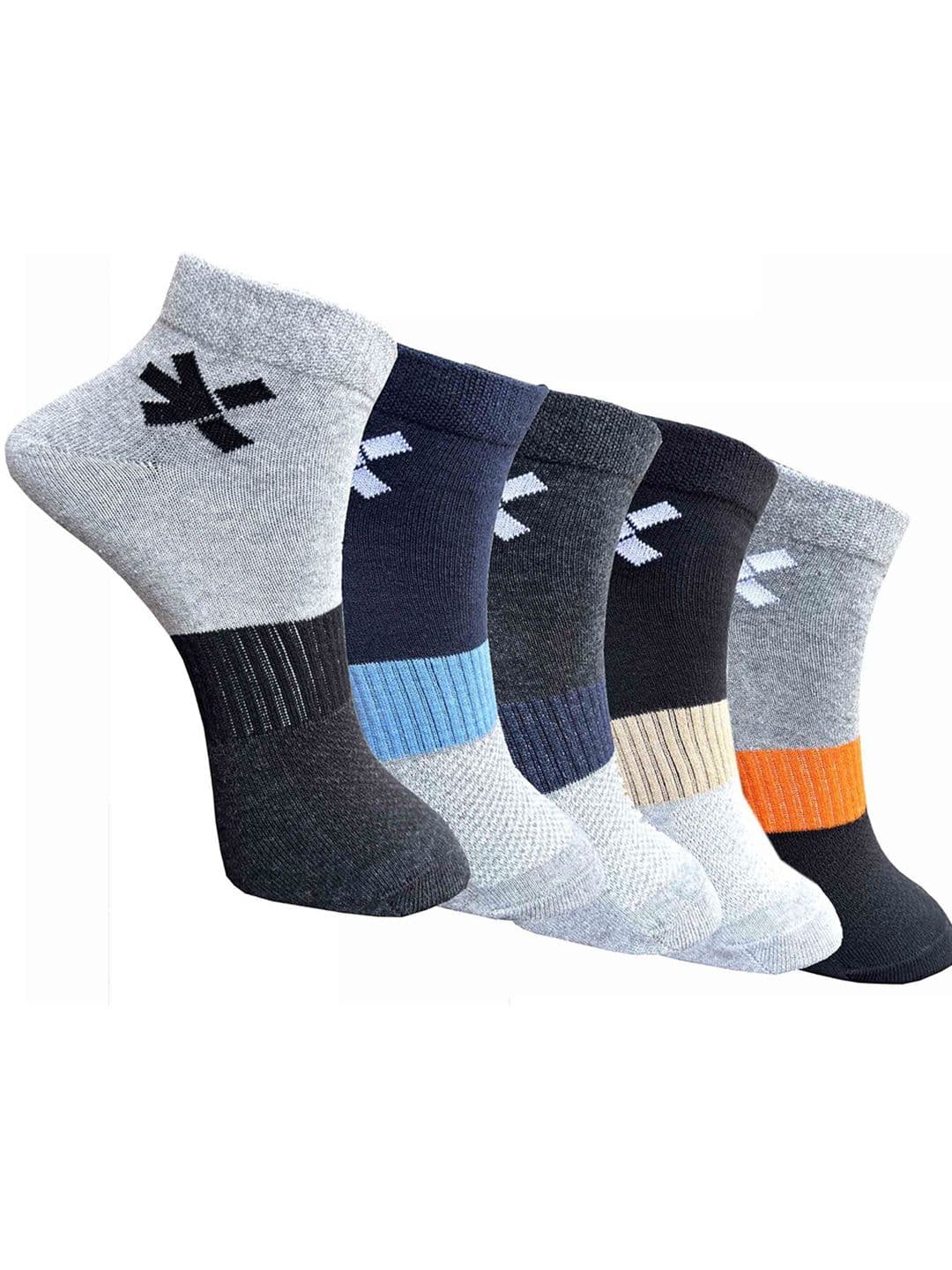 HRX by Hrithik Roshan Pack Of 5 Striped Ankle-Length Socks