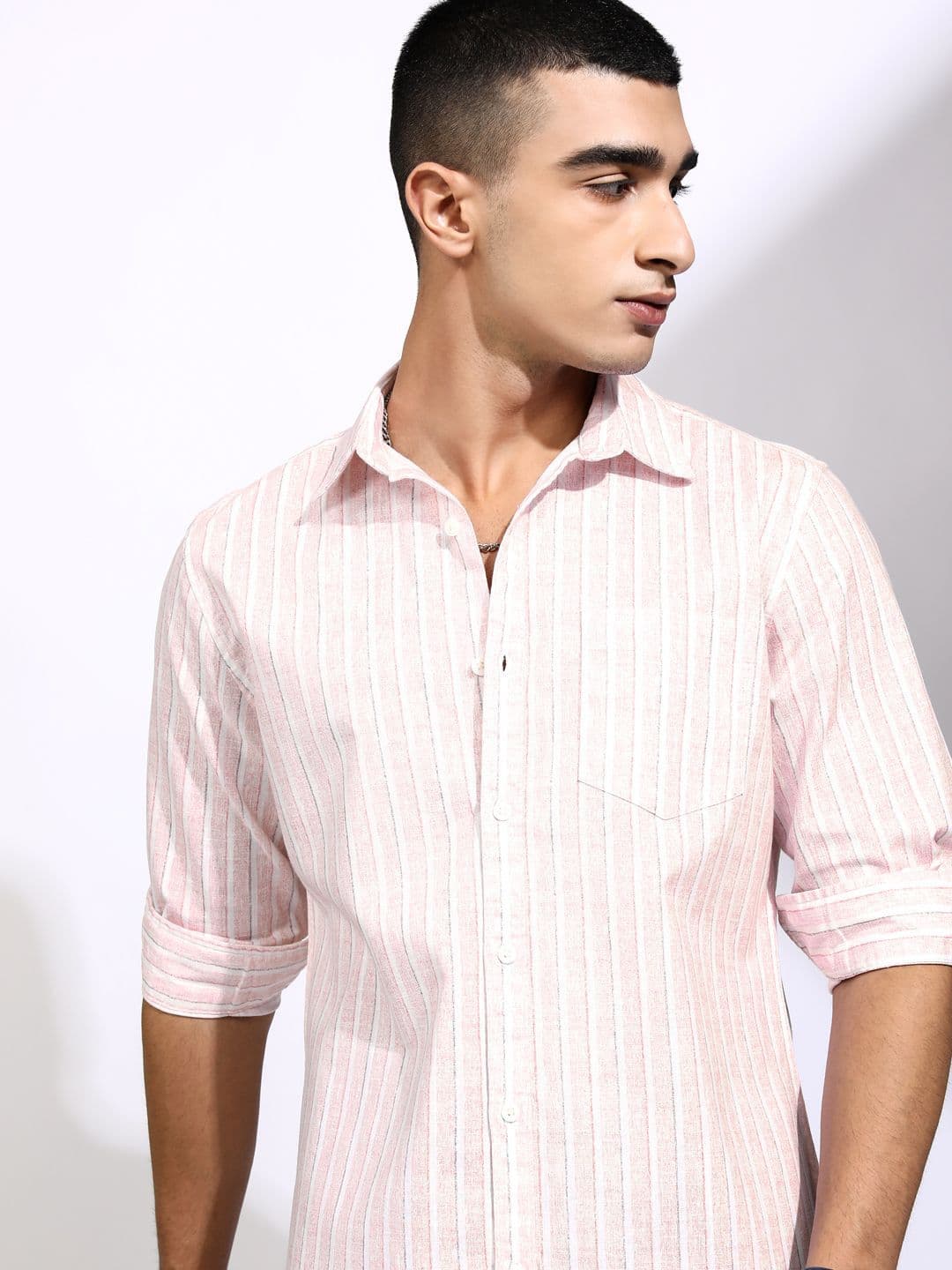 HIGHLANDER Men Cotton Linen Printed Striped Casual Regular Fit Shirt - view 1