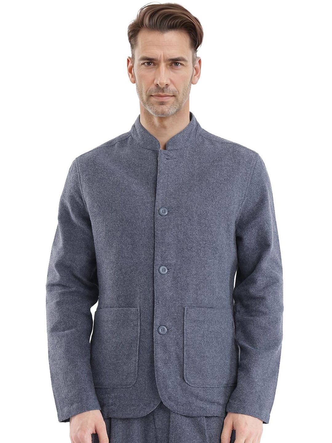 RARE RABBIT Men Navy Regular Fit Plain Casual Shacket - view 1
