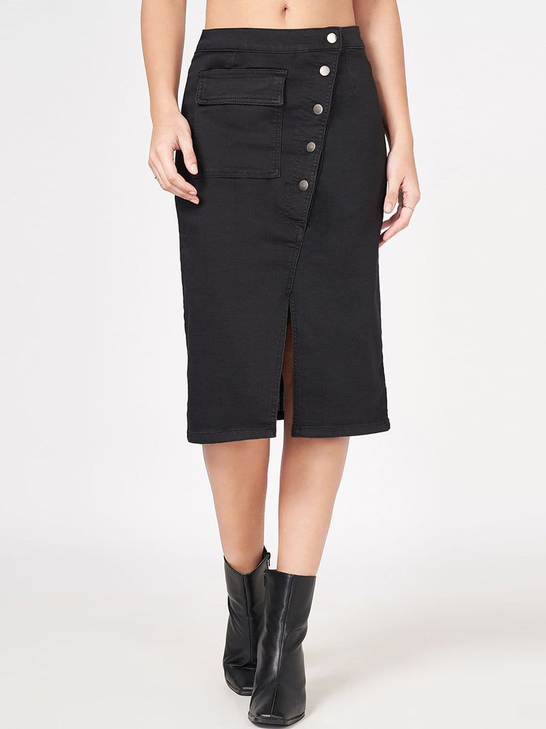 SF JEANS by Pantaloons Women Front Slit Denim Wrap Midi Skirt - view 1