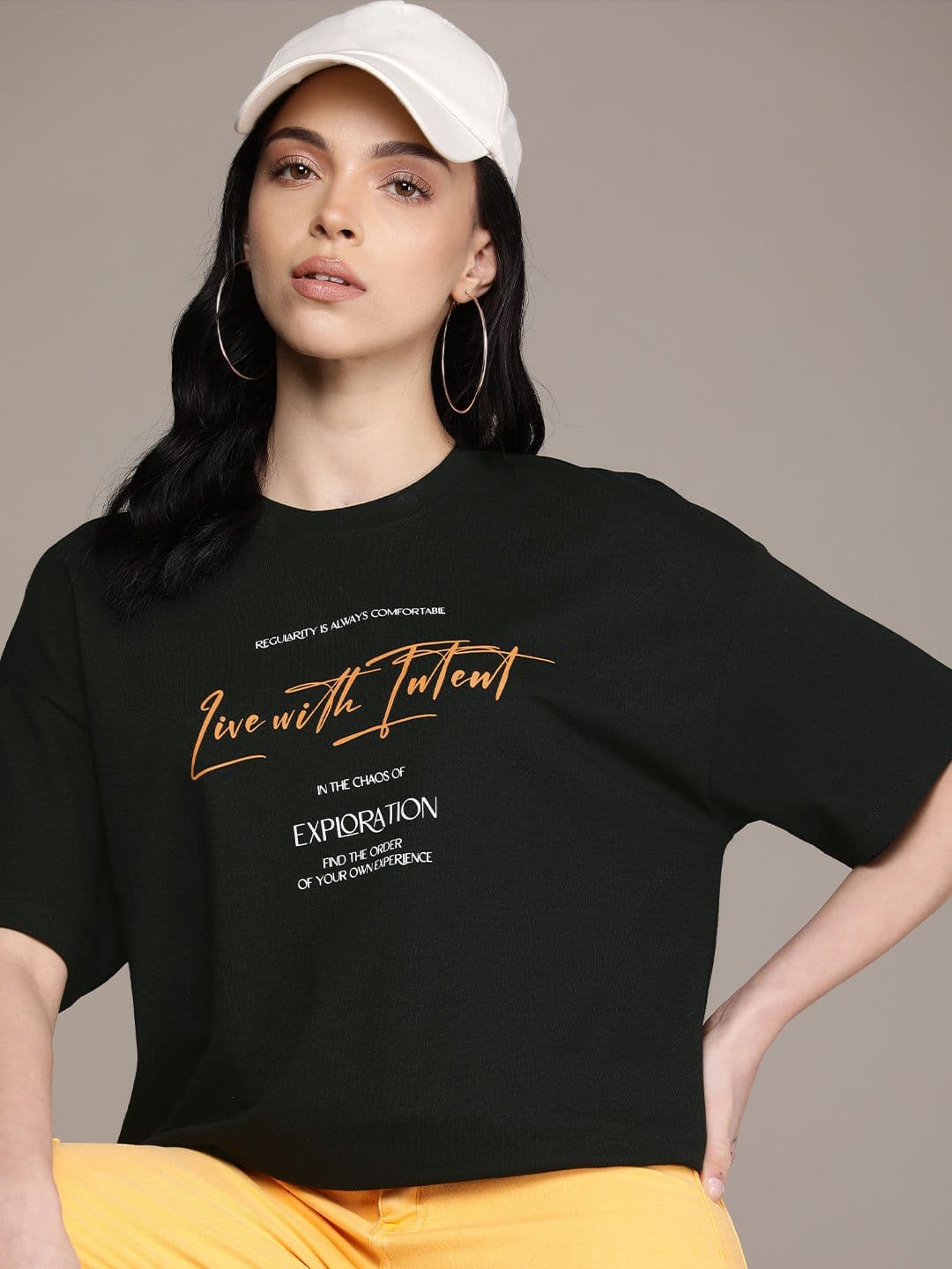 The Roadster Life Co. Typography Printed Drop-Shoulder Sleeves Boxy T-shirt - view 1