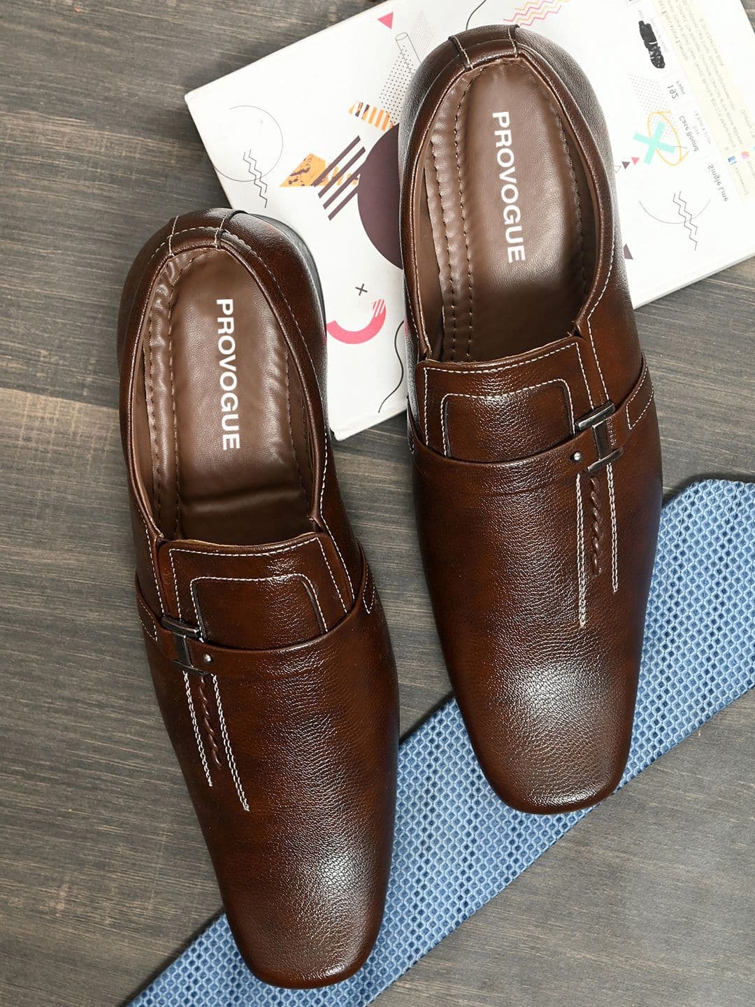 Provogue Men Leather Formal Slip-On Brown Shoes - view 1