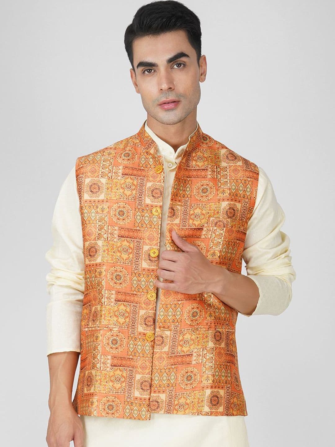 Vastraa Fusion Men Woven Nehru Jacket - view 1