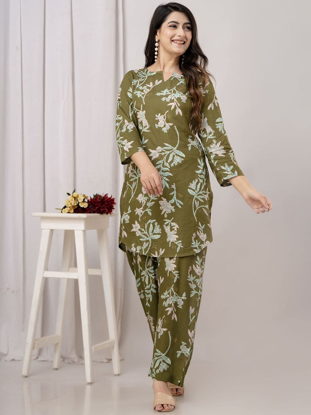 A&K Floral Printed Top With Palazzo Co-Ords - view 1