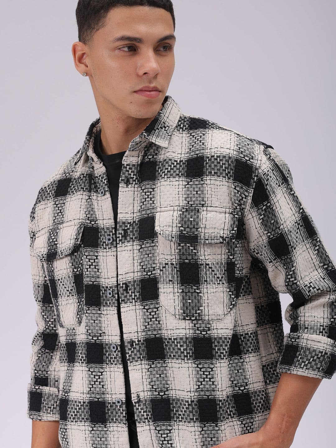 The Indian Garage Co Men Relaxed Fit Textured Checked Resortwear Shirt - view 1