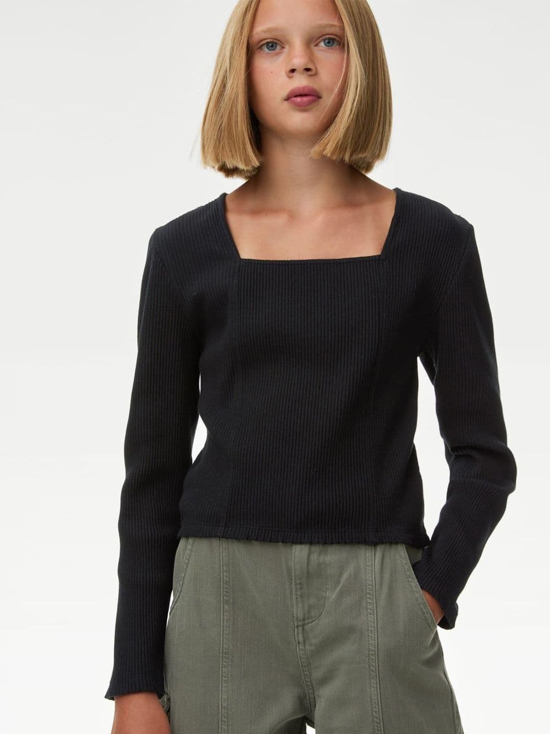 Marks & Spencer Cotton Rich Ribbed Top - view 1