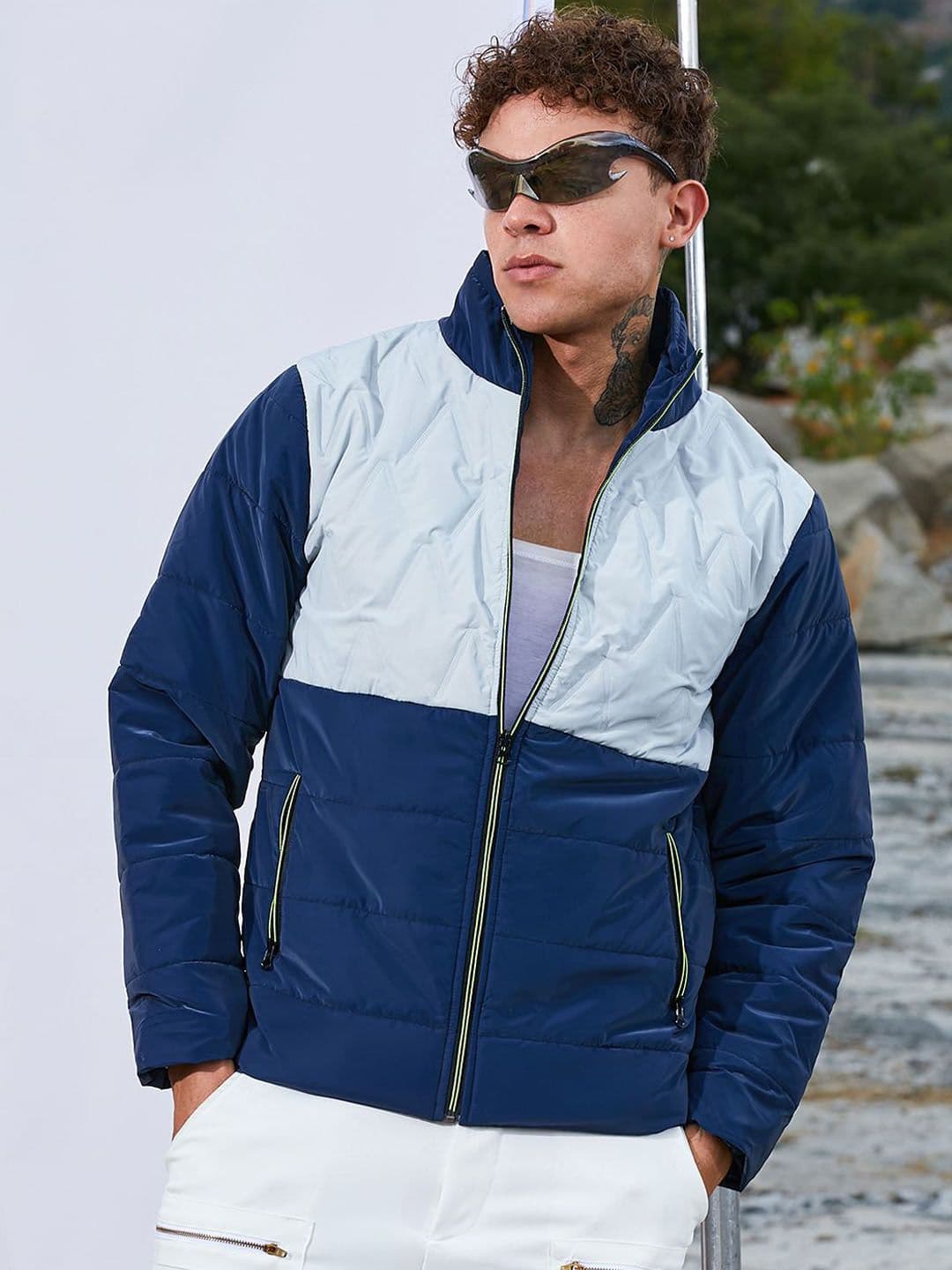 CAHOOT Men Mock Collar Colourblocked Casual Biker Jacket - view 1
