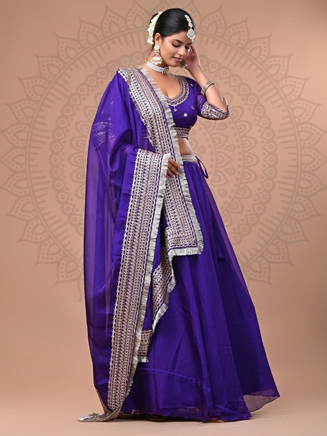 Futra Gabha Embroidered Sequinned Ready to Wear Lehenga & Blouse With Dupatta - view 1