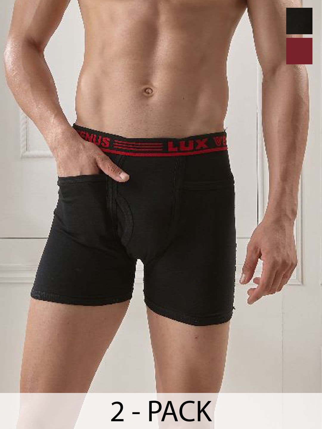 LUX VENUS Pack of 2 Assorted Men Cotton Pocket Trunk NW1_VENUS_PKT_DRW_AST_80_2PC - view 1