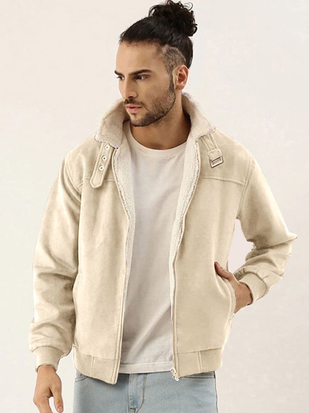 CAHOOT Men Mock Collar Solid Casual Bomber Jacket