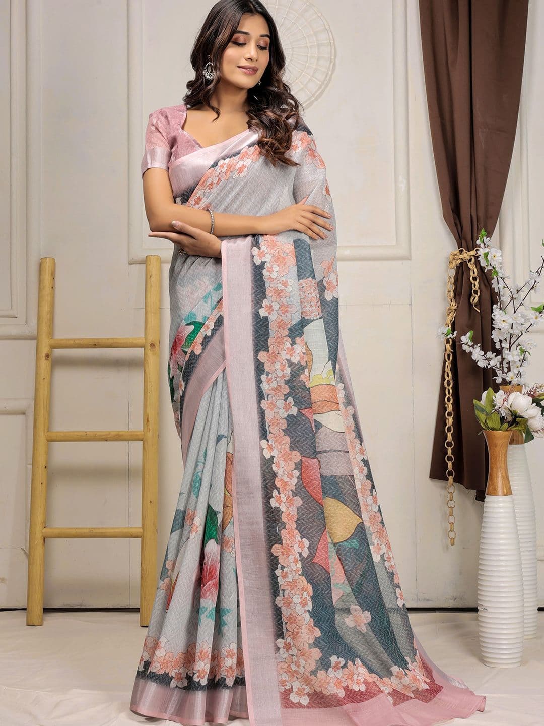 RACHNA Floral Zari Ready to Wear Saree - view 1
