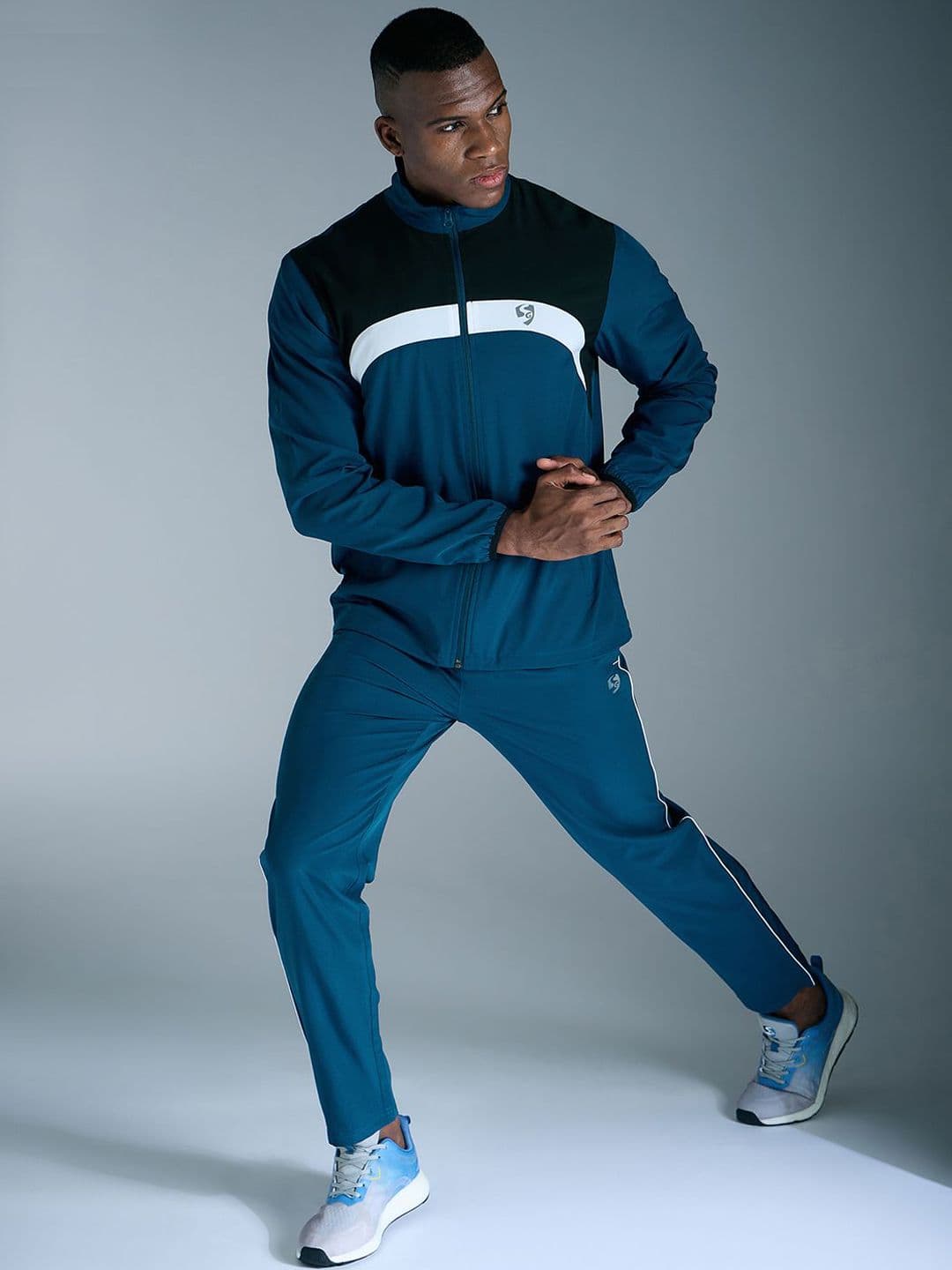 SG Men Teal Full Sleeves High Neck Mid-Rise Tracksuits - view 1