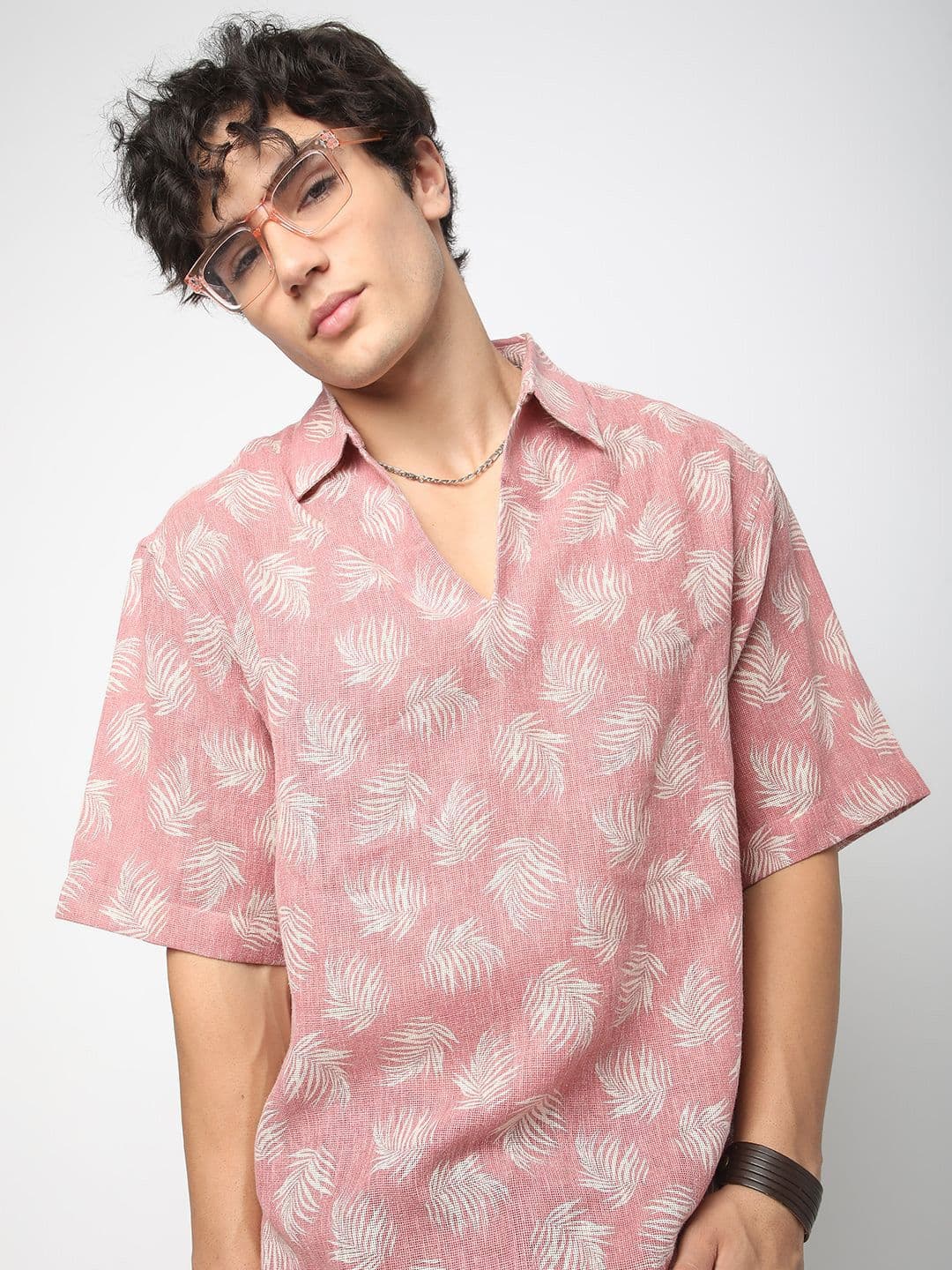 VASTRADO Peachy Coco Floral Cotton Short Sleeves Oversized Fit Shirt - view 1