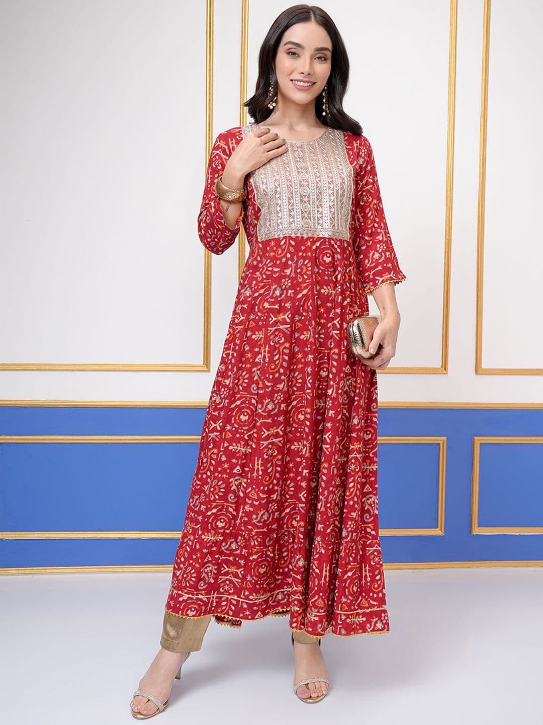 Vishudh Floral Printed Anarkali Kurta - view 1