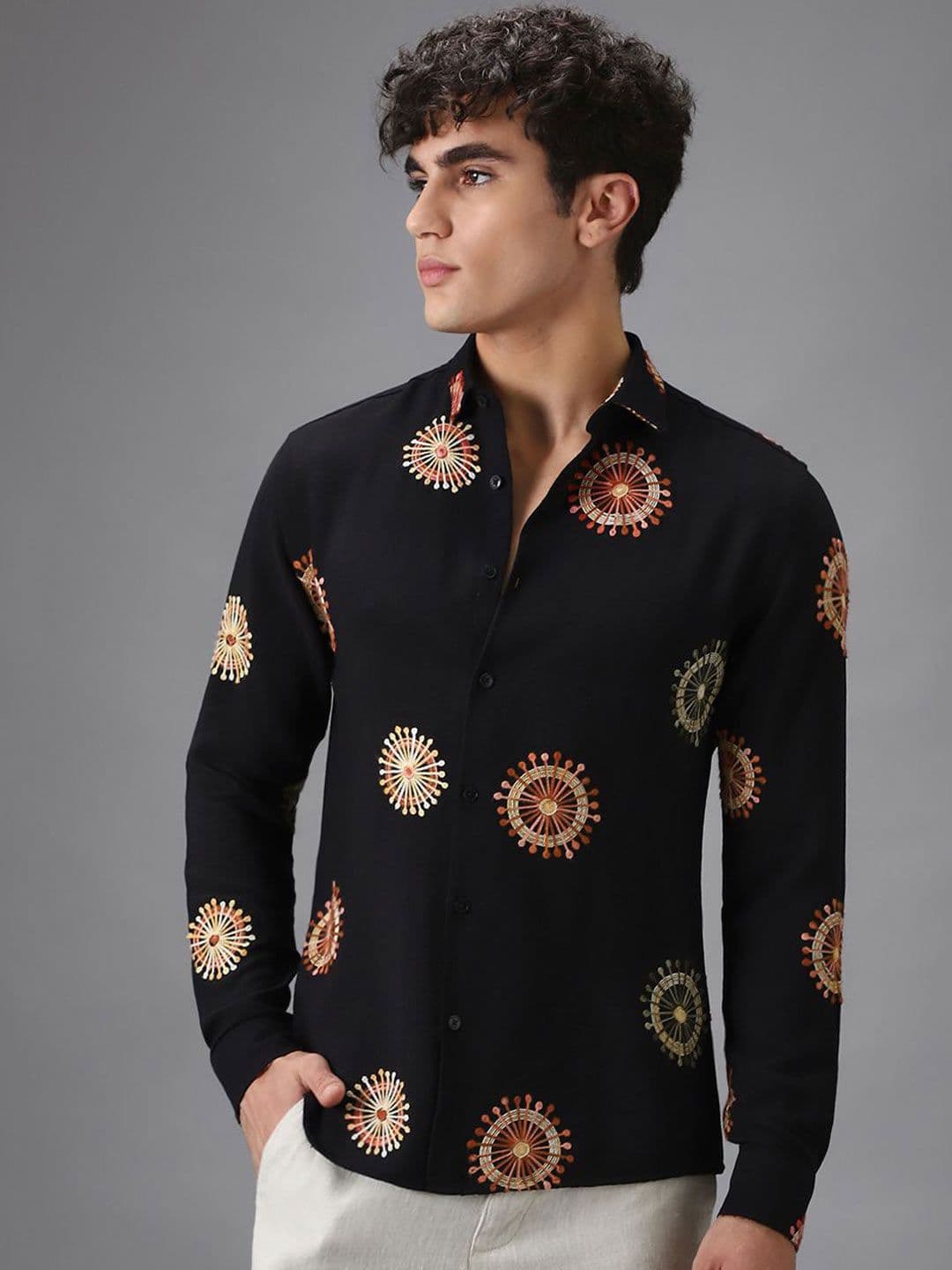 Banana Club Men Classic Slim Fit Floral Embroidered Casual Shirt - view 1