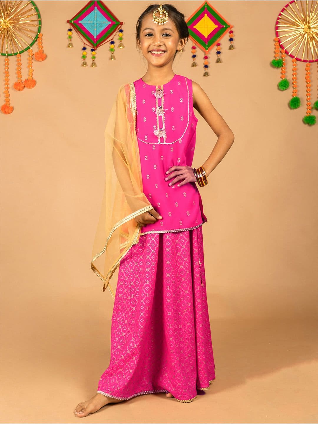 HERE&NOW Girls Printed Ready to Wear Lehenga & Blouse With Dupatta - view 1