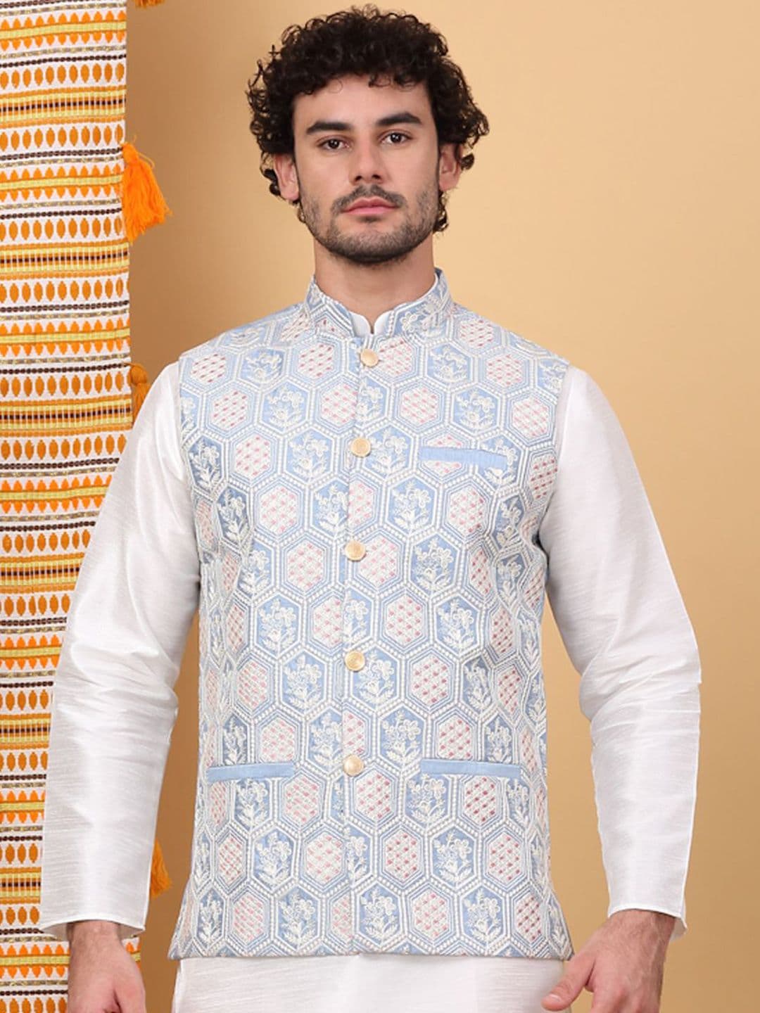KRAFT INDIA LUXE Men Embroidered Woven Nehru Jackets - view 1