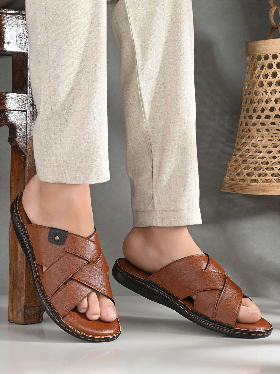 Rising Wolf Men Leather Comfort Sandals - view 1