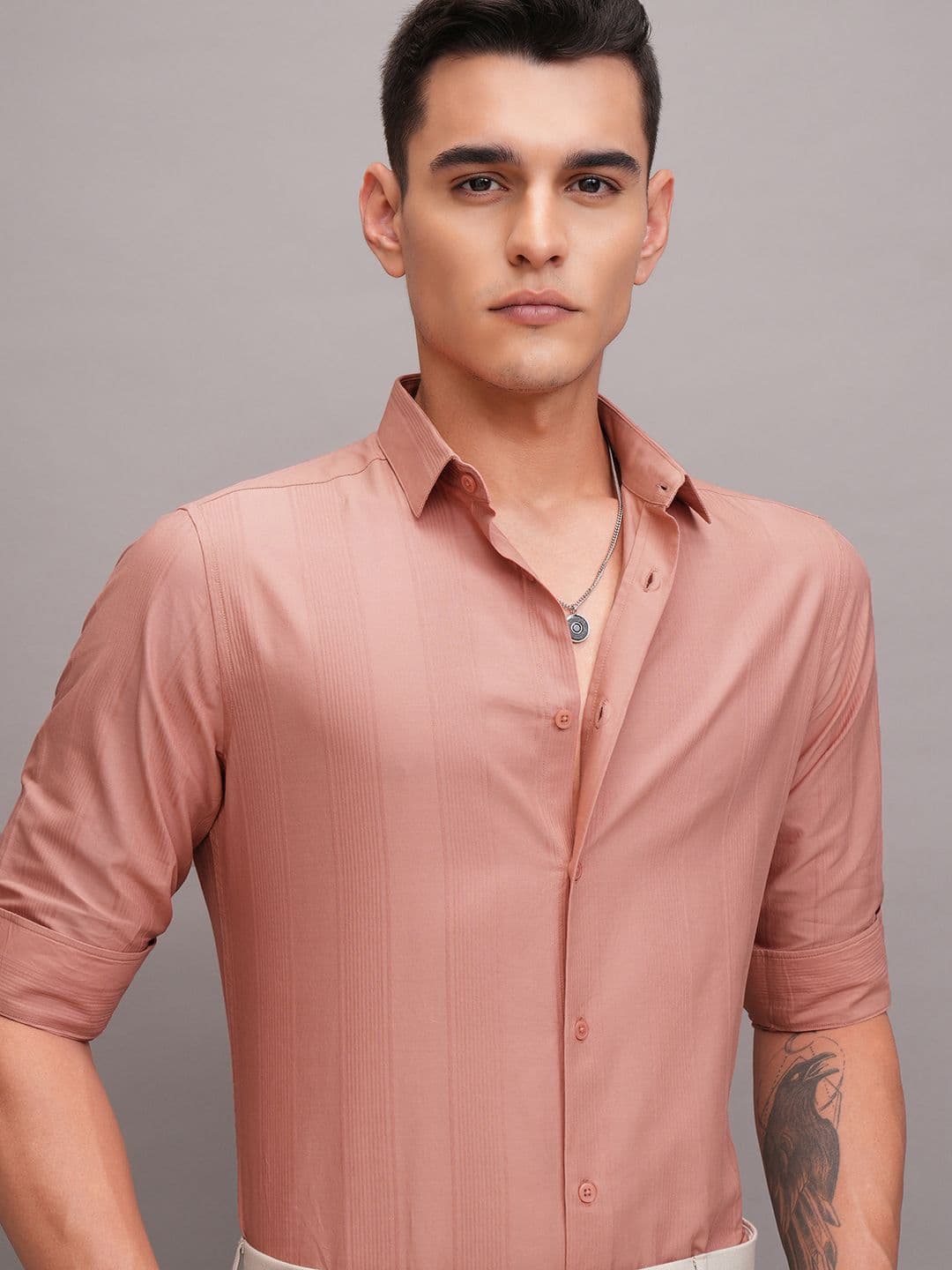 HIGHLANDER Men Rose Dobby Textured Solid Mui Occasion Slim Fit Shirt - view 1
