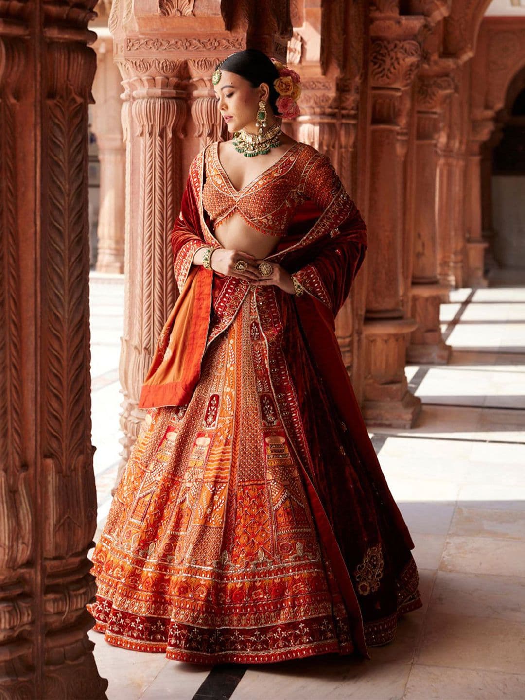 KIASA By Ronak & Shruti Embellished Mirror Work Ready to Wear Lehenga Blouse With Dupatta - view 1