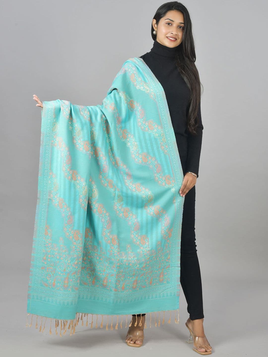 BAISA Paisley Woven Design Zari Ethnic Shawl - view 1